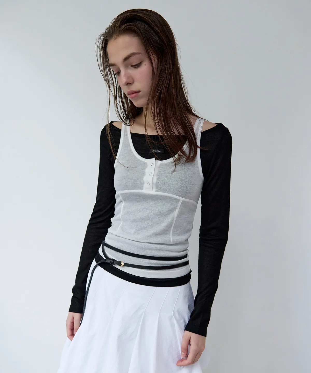 ROLAROLA SLEEVELESS LAYERED T-SHIRT SET