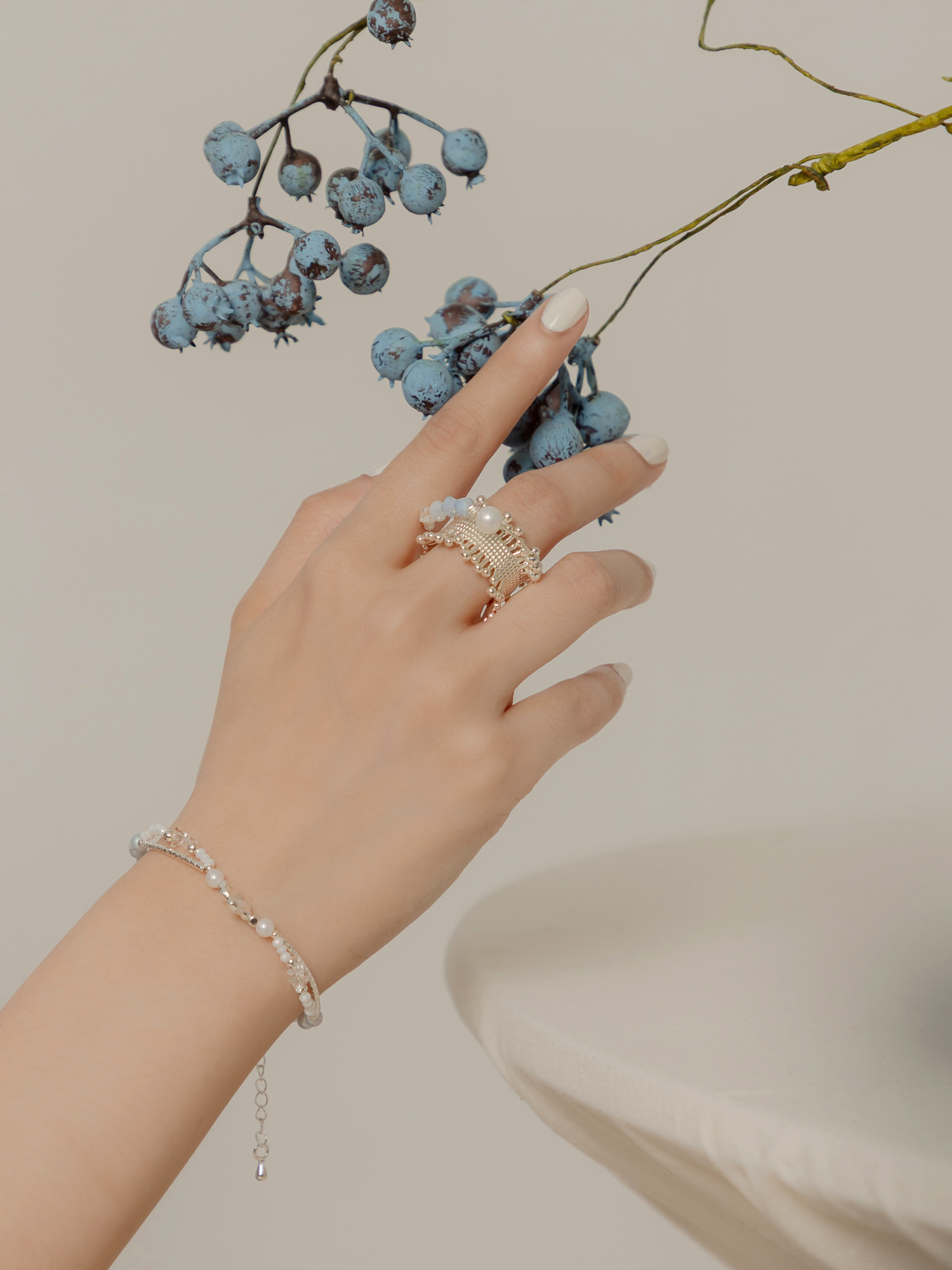 和平小日記。MUCHAT手作蕾絲花邊水晶戒指