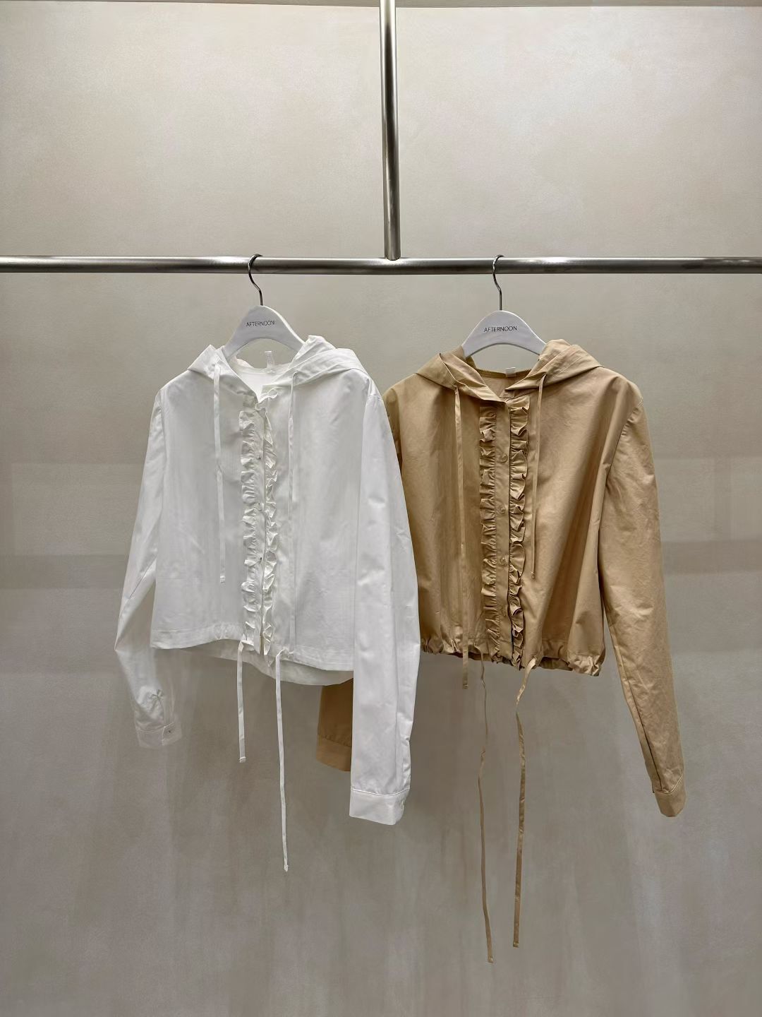 AF5019 Ruffle連帽束腰長袖上衣