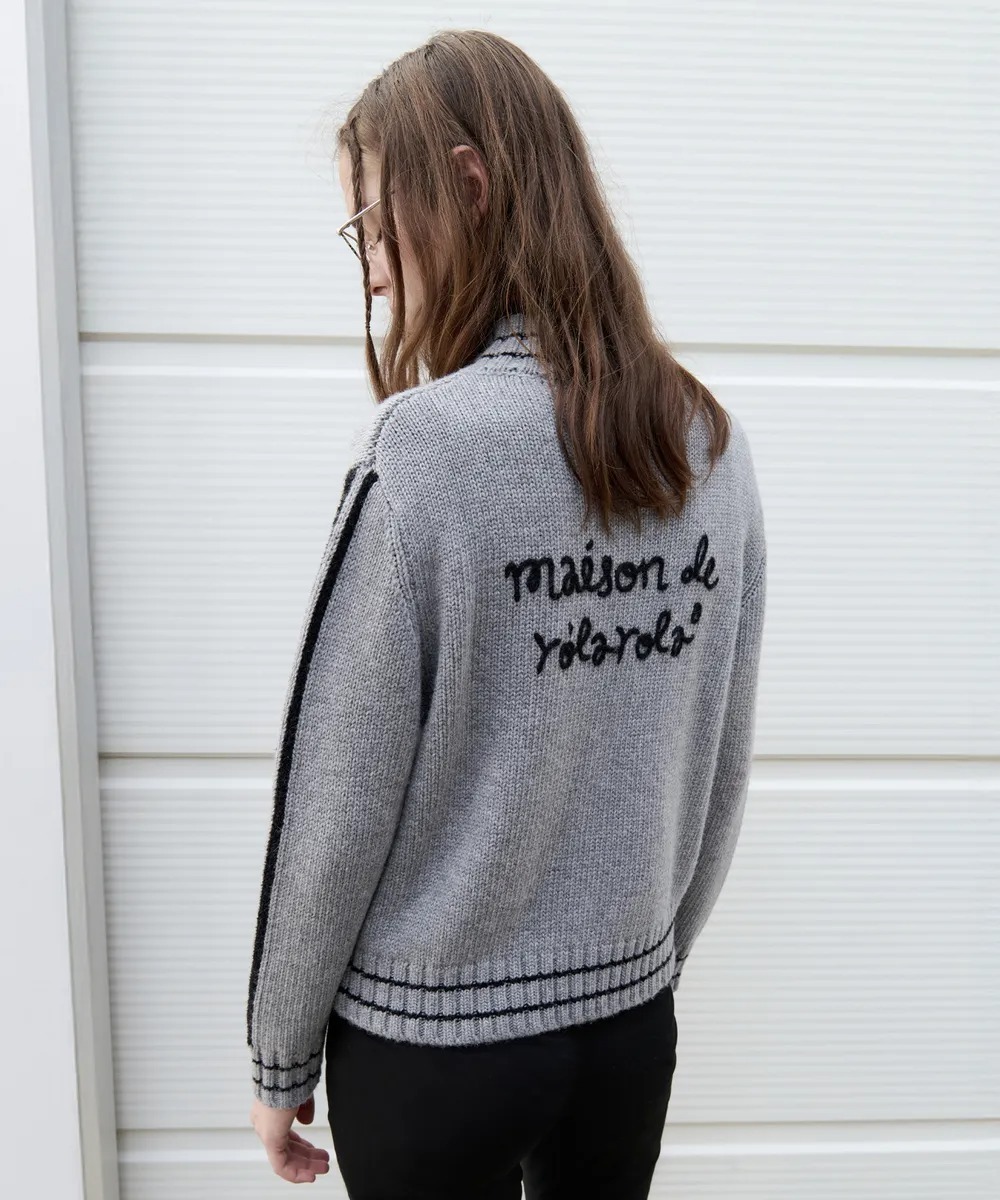 ROLAROLA MAISON DE ROLA EMBROIDERY WOOL BLENDED KNIT ZIP-UP
