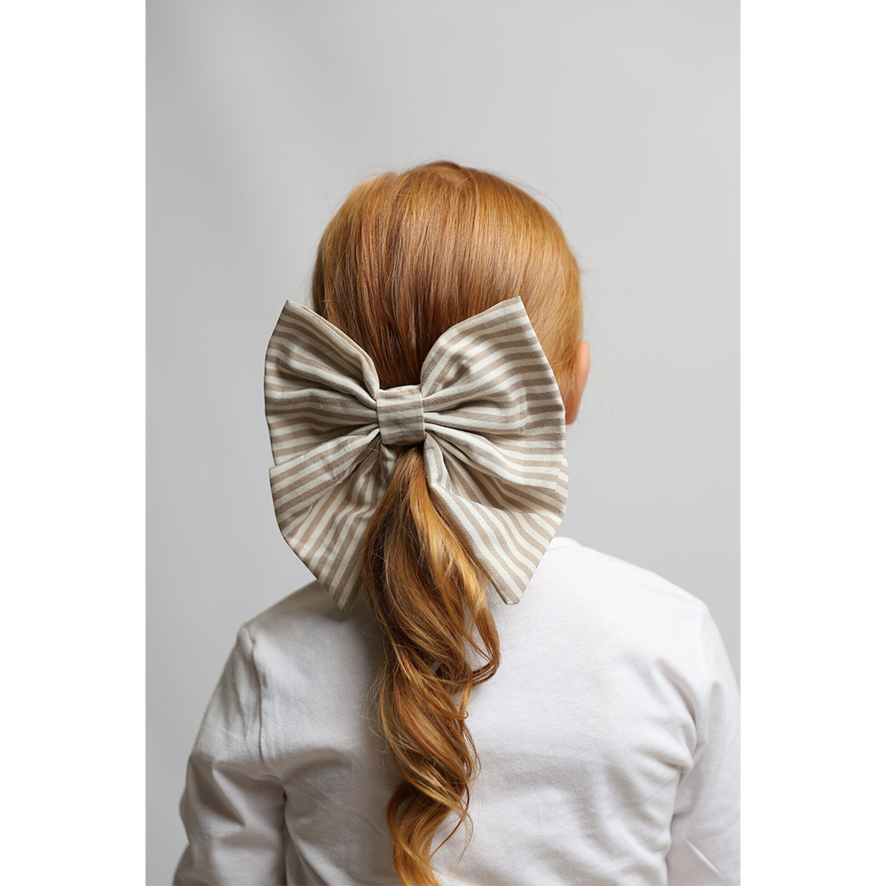 德國Billy loves Audrey 蝴蝶結髮夾-Oatmeal Stripes