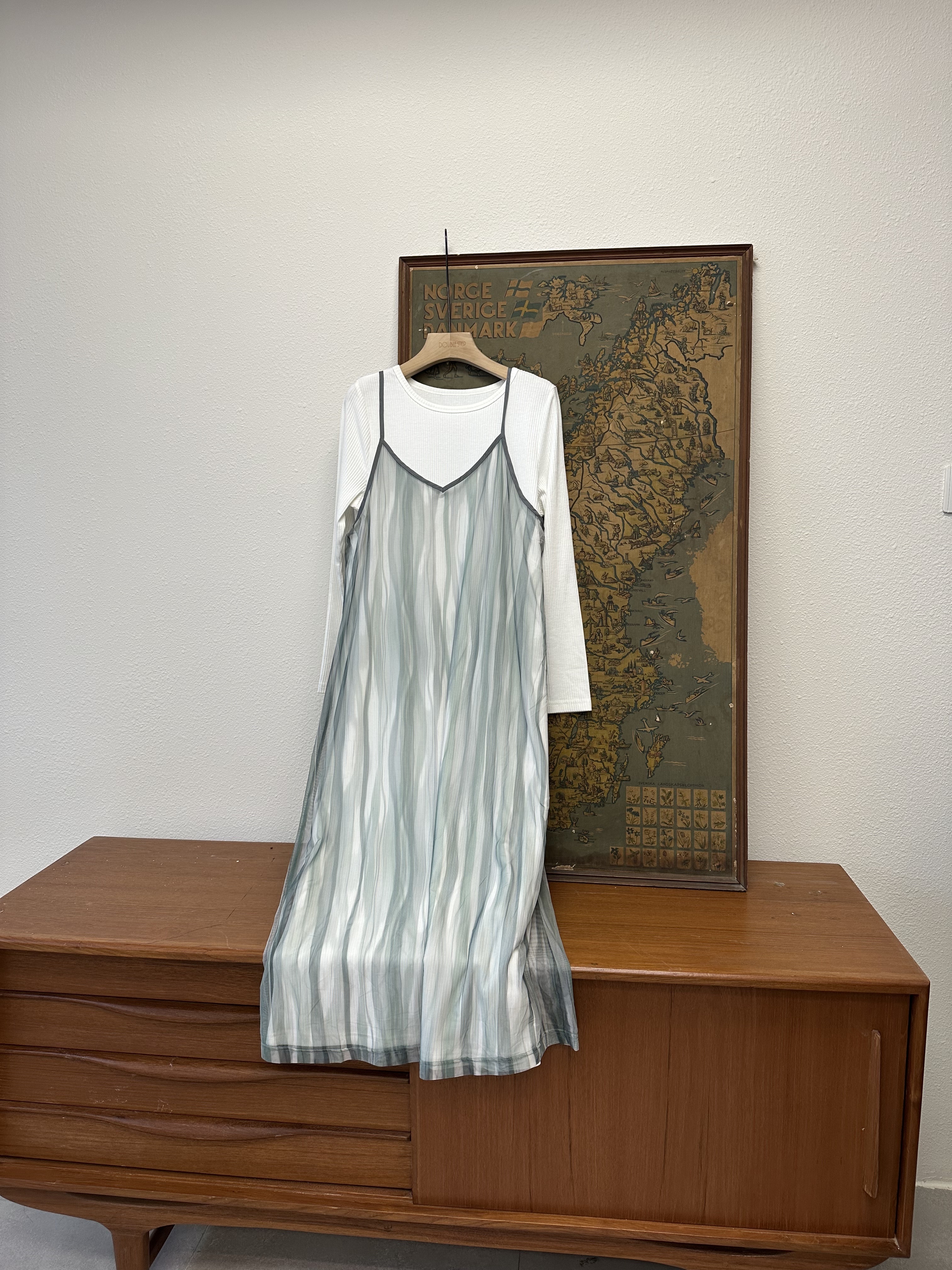 兩件套水波纹沙網裙 - SU53818