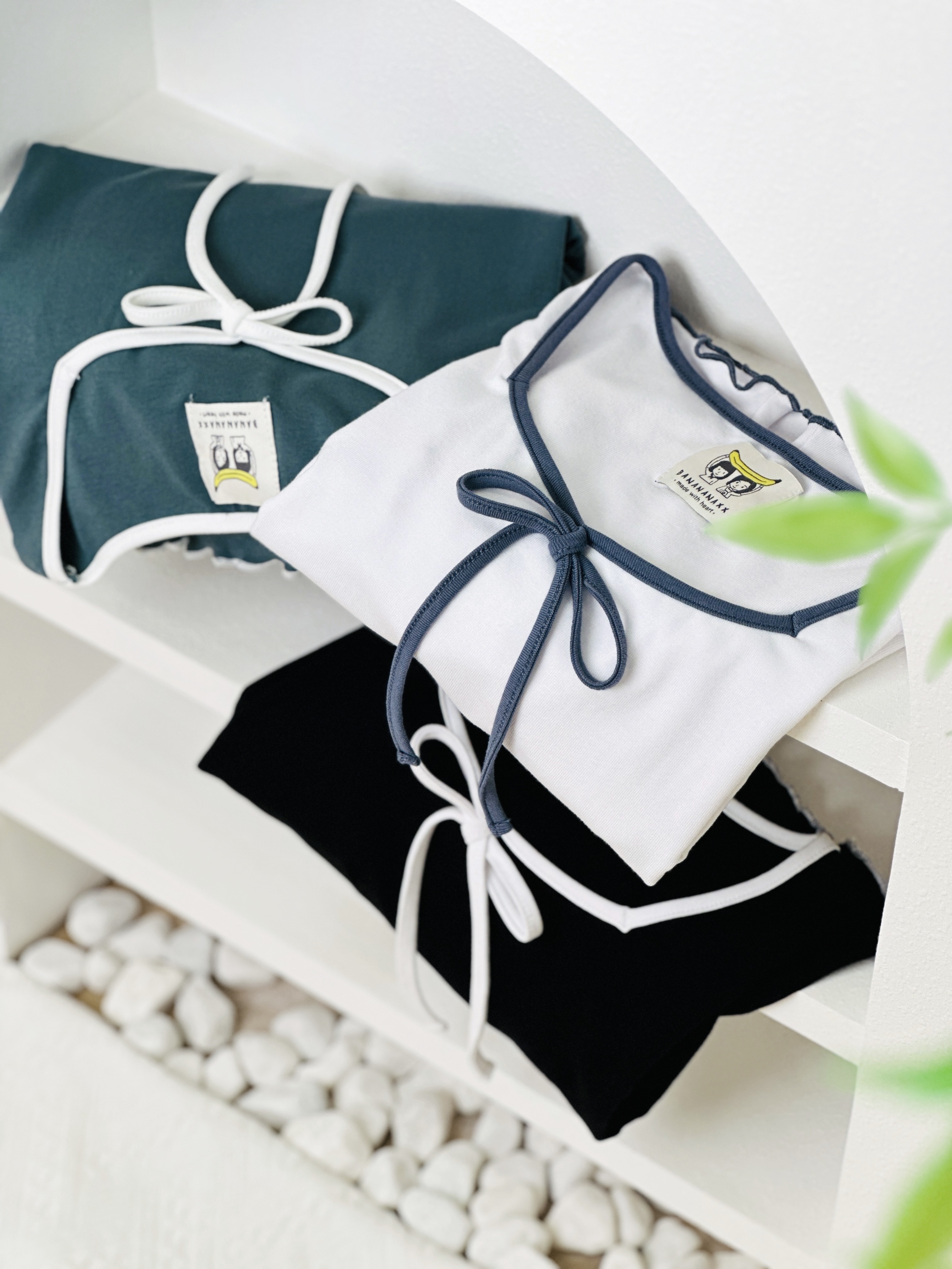 三色 / 方領蝴蝶結滾邊上衣 / Square Neck Ribbon Edge Top