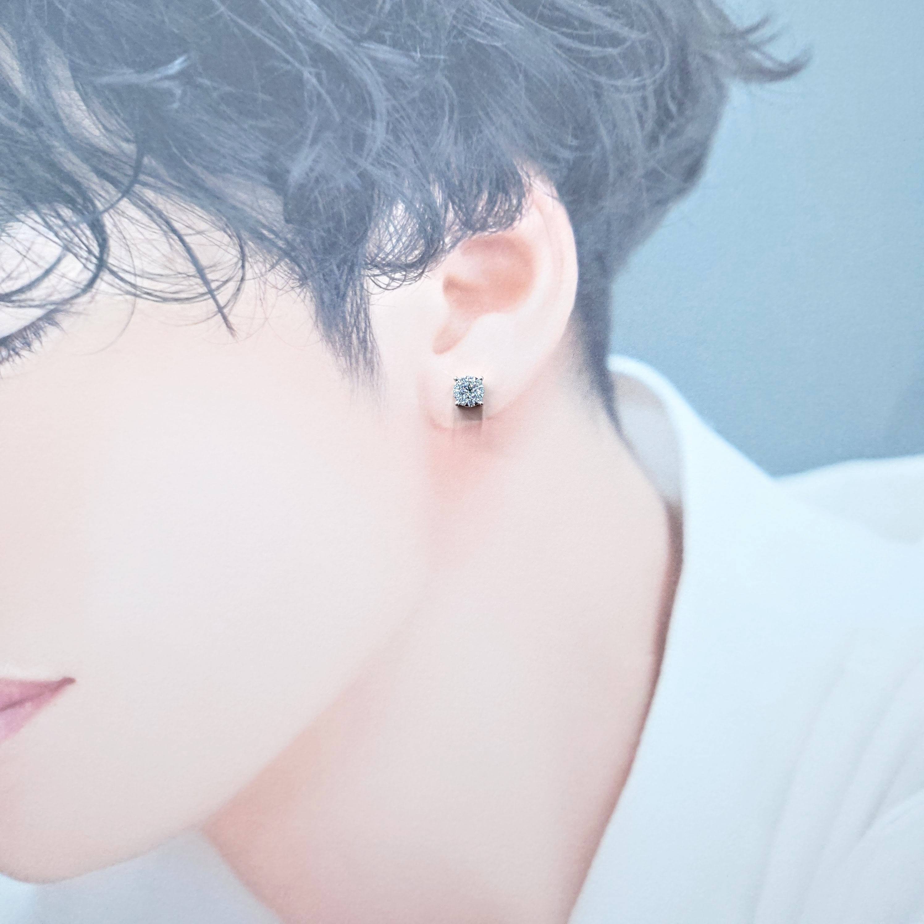 18K White Gold 0.26ct Diamond Single Earrings