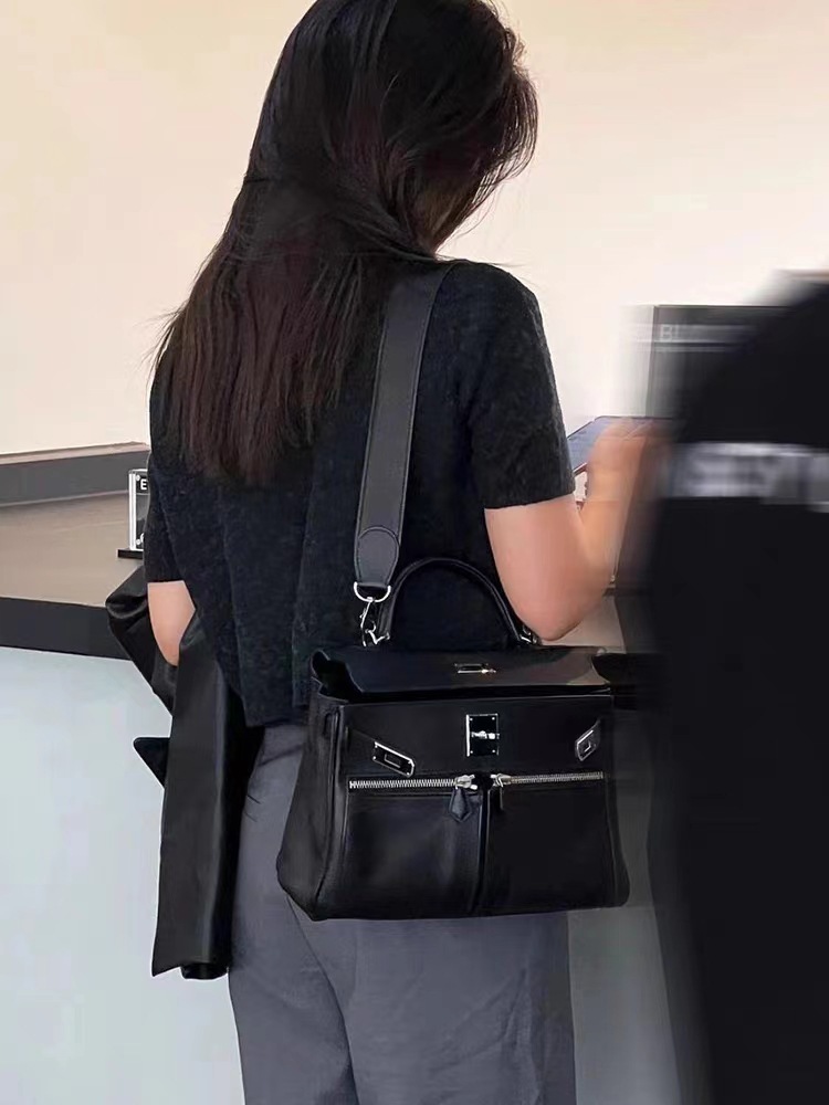 雙口袋 真皮凱莉包