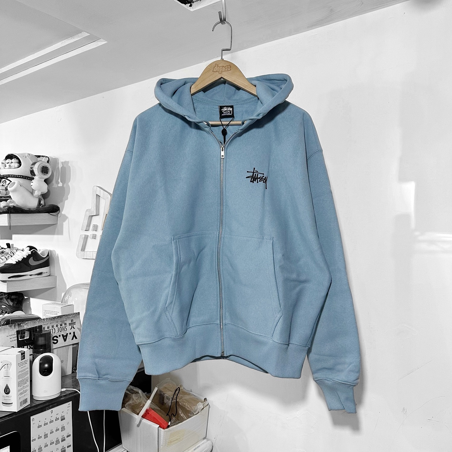STUSSY BASIC STÜSSY ZIP HOODIE SLATE 拉鏈外套  灰藍色