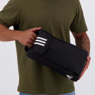 adidas 3-STRIPES 黑色鞋袋 側邊透氣 運動訓練鞋袋
