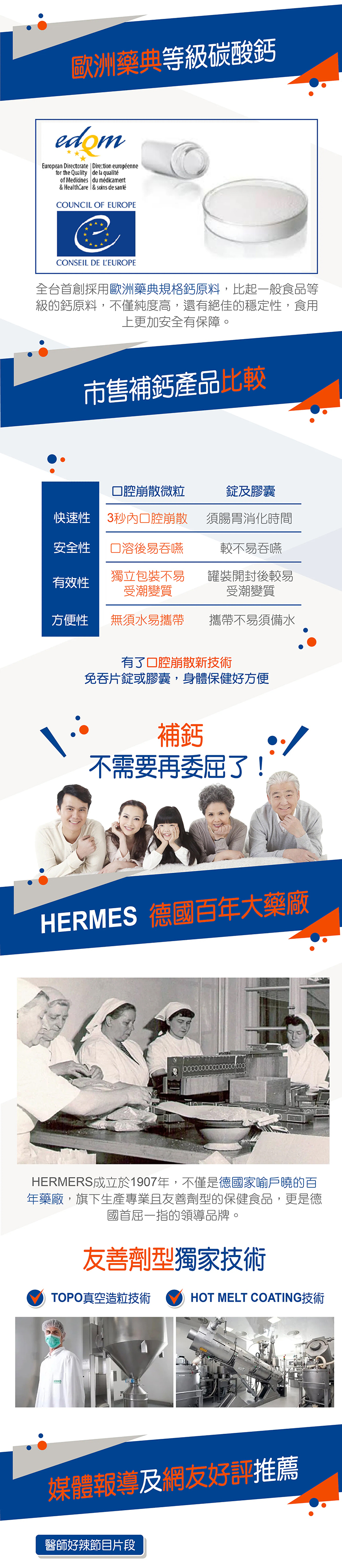 HERMES，鈣溶易口腔崩散微粒