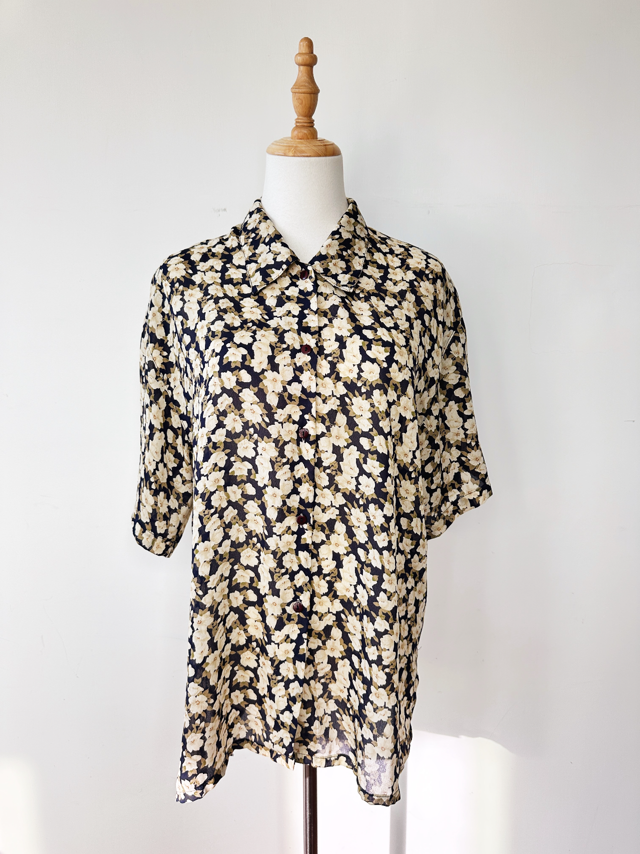 藏青色碎花古著上衣