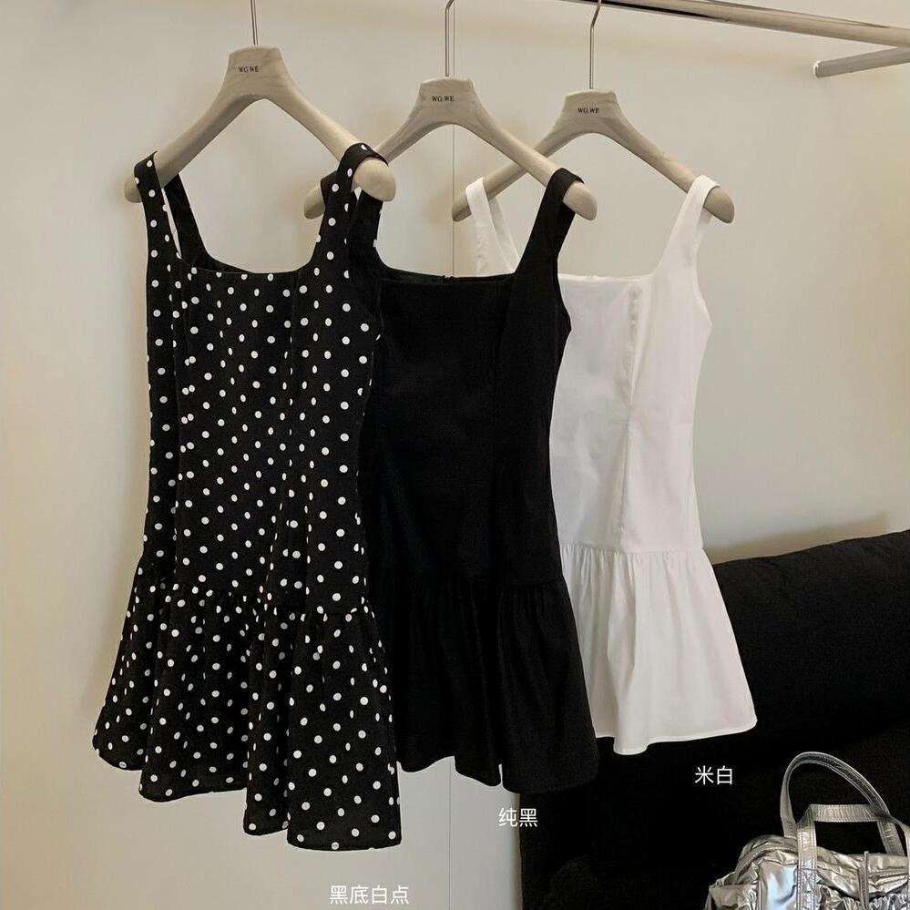 方領波點小洋裝