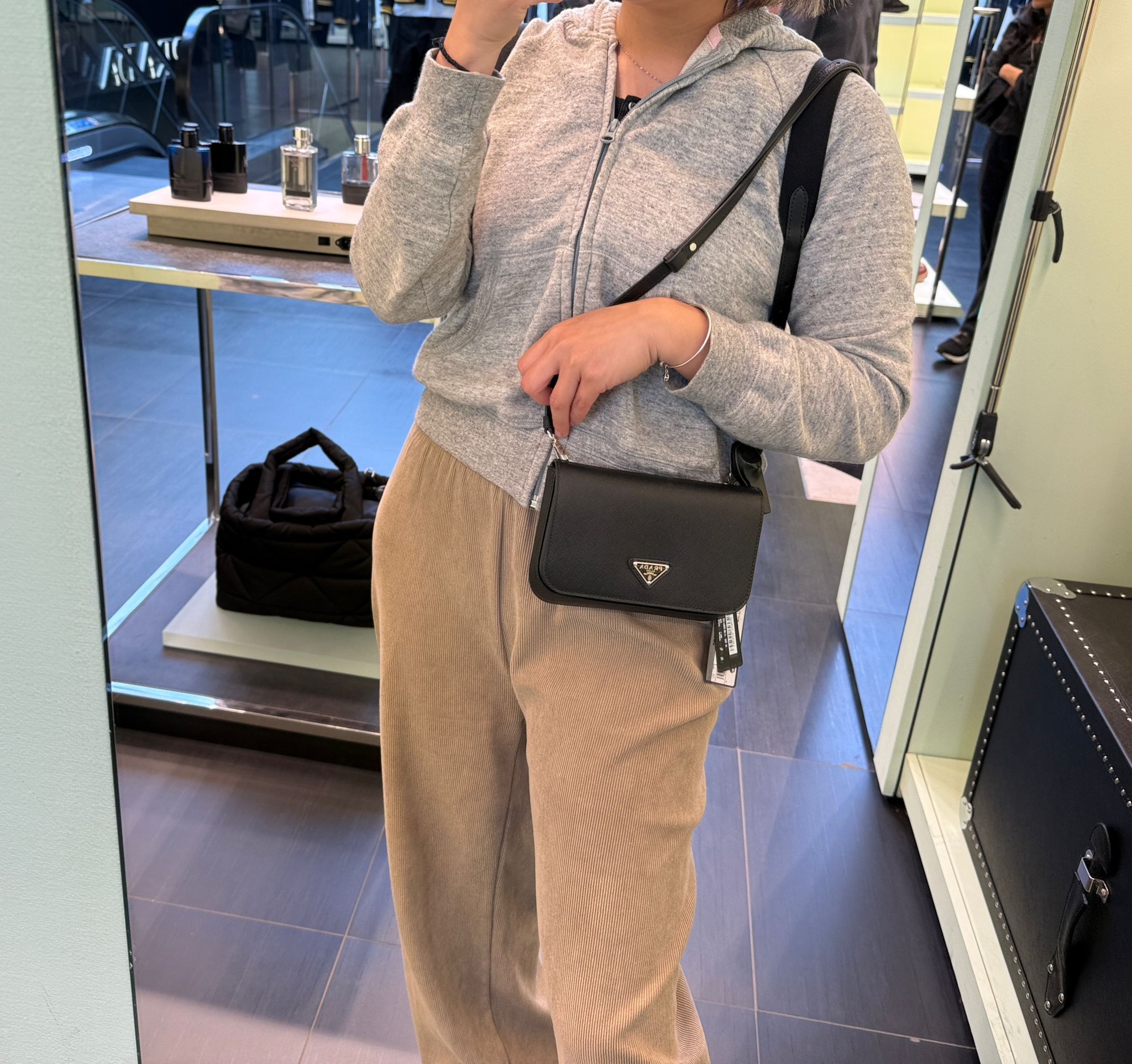 Prada Saffiano Leather Shoulder Bag Black 2VD061