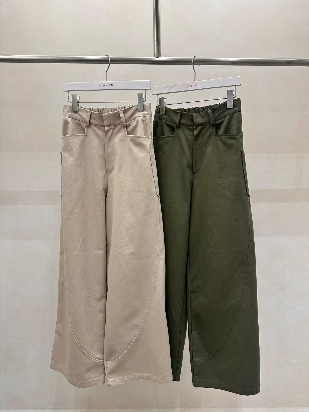 AF5031 後橡筋方形口袋直筒休閑褲