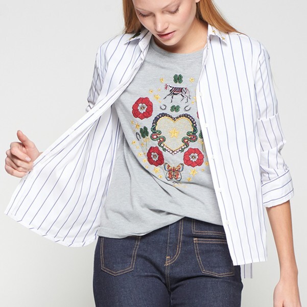 1VG0916-063 VILAGALLO Shirt Blue Stripes With Horse Embroidery #CMSXS5W311/32696 (C-EU-E)