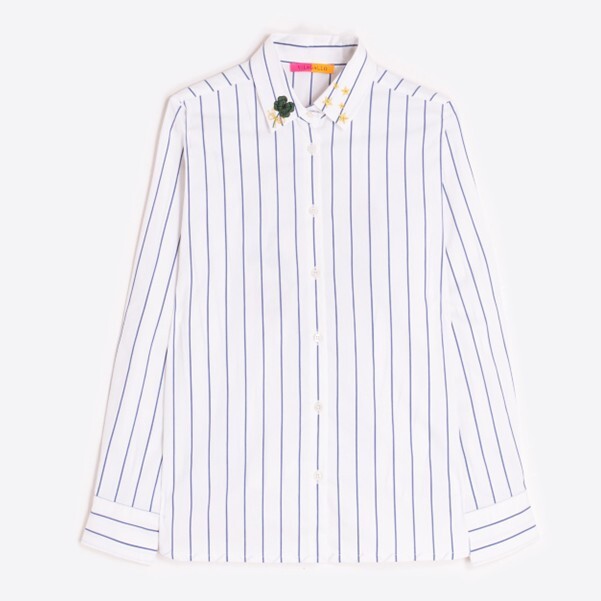 1VG0916-063 VILAGALLO Shirt Blue Stripes With Horse Embroidery #CMSXS5W311/32696 (C-EU-E)