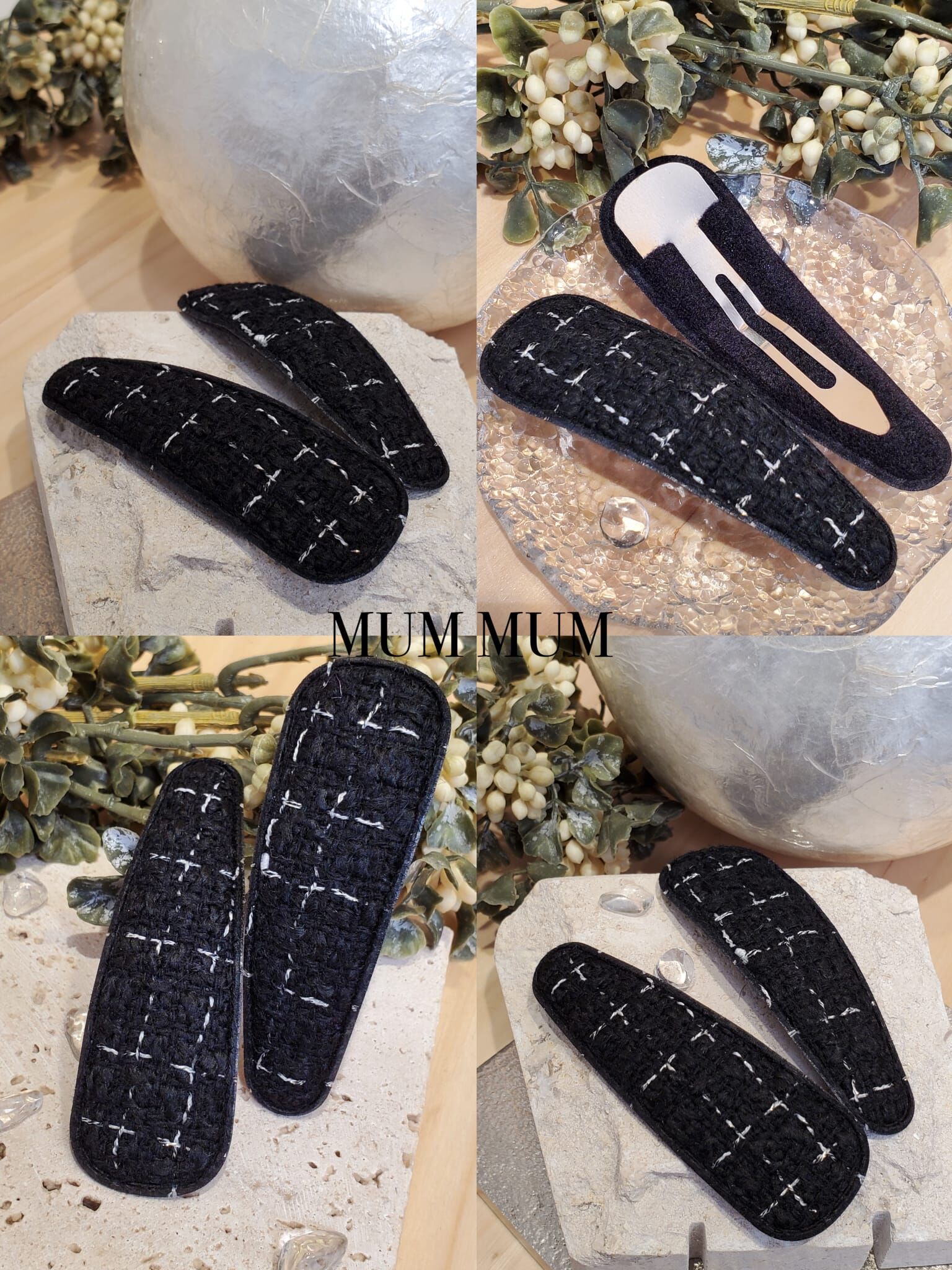 ac781／格紋毛毛感髮夾