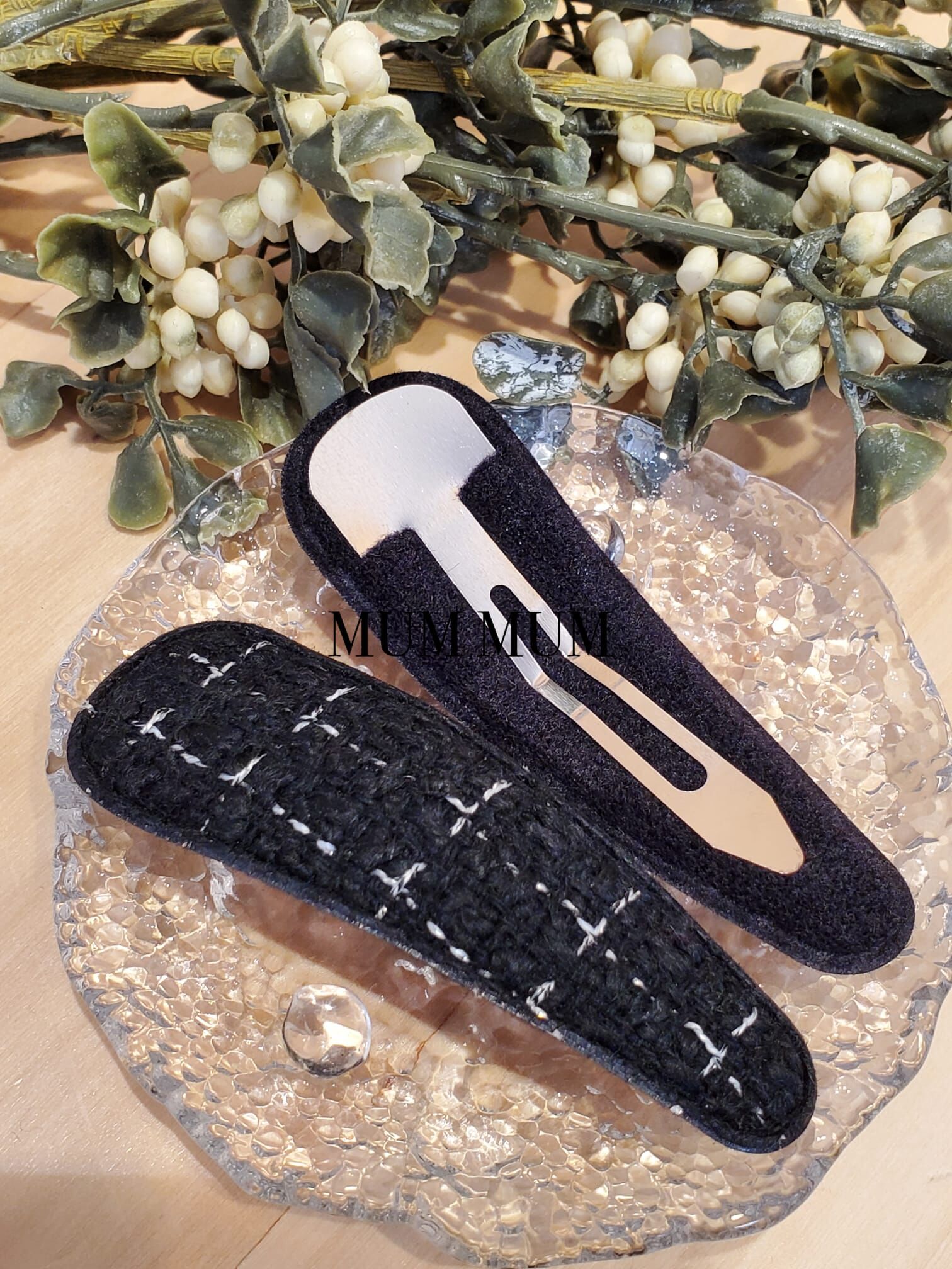 ac781／格紋毛毛感髮夾