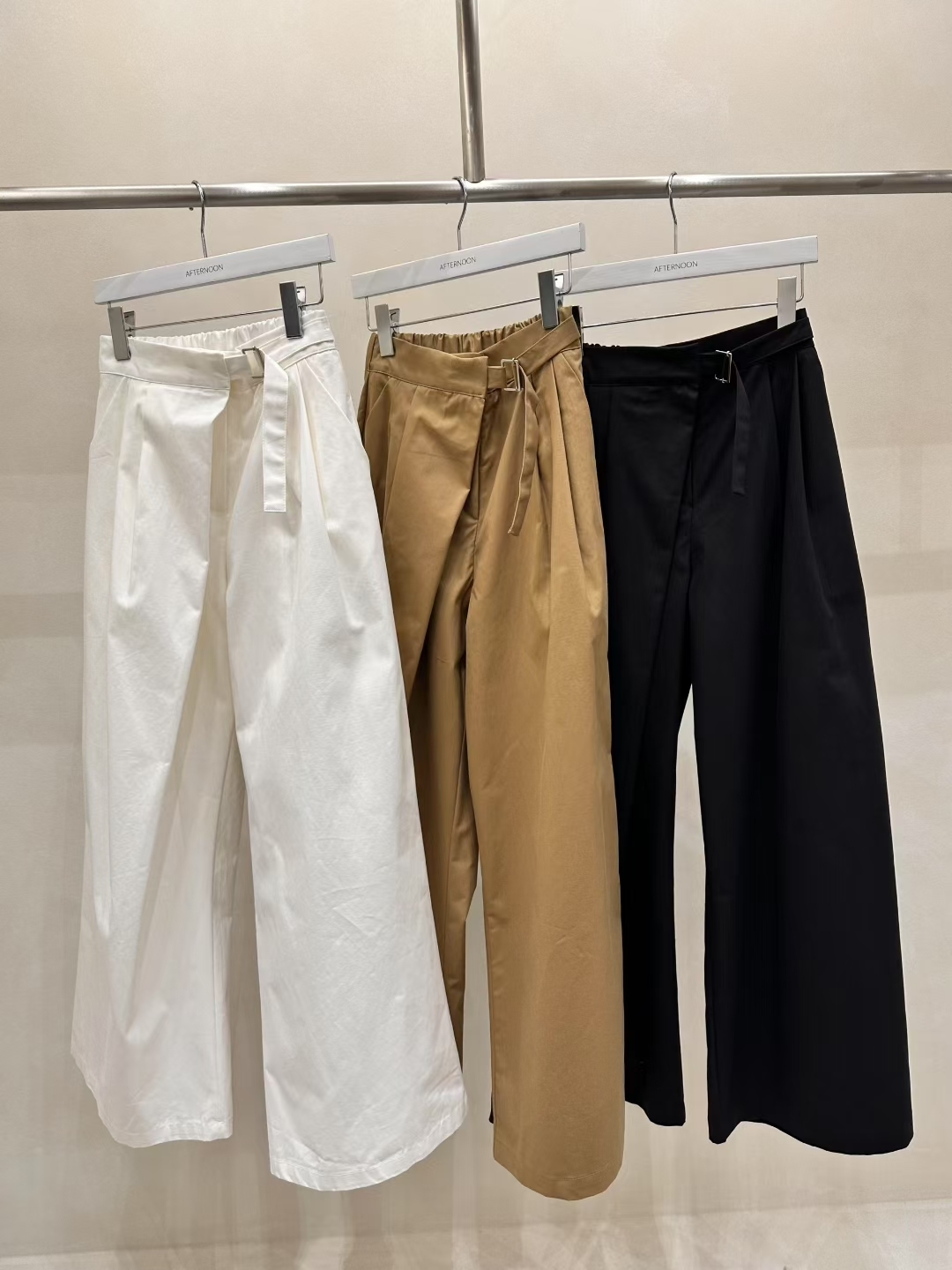 AF5042 後橡筋可調節腰帶闊腿休閑褲