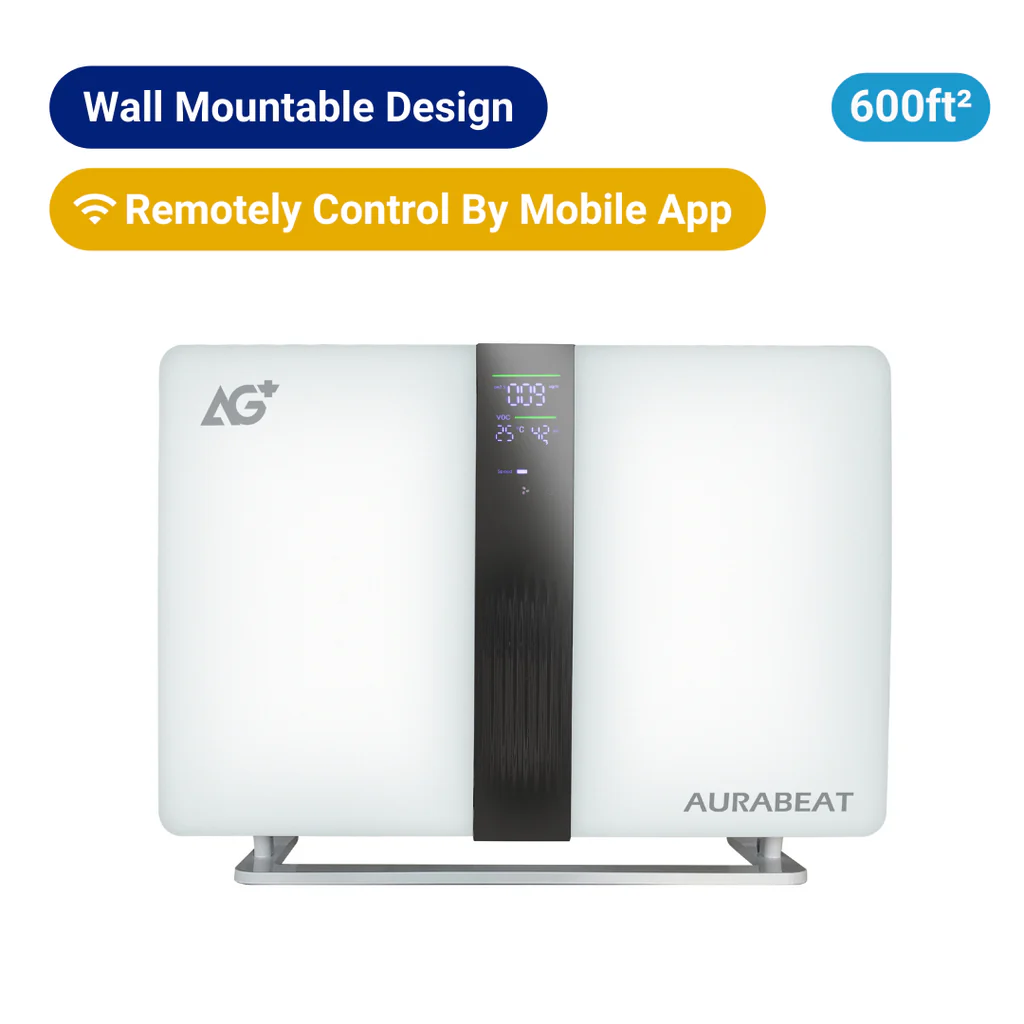 Aurabeat   NSP-W1‧AG+ 醫療級‧銀離子抗病毒‧坐枱/掛牆式空氣淨化機‧約60平方米‧香港行貨,原廠1年保養‧