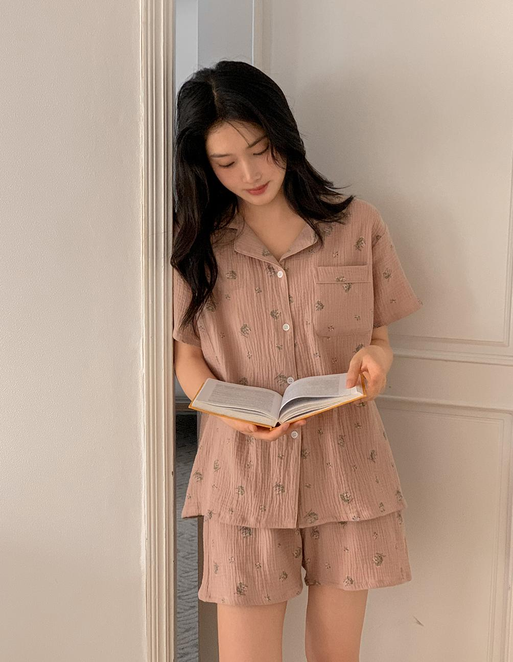 JUUNEEDU花束睡衣(豆沙粉)