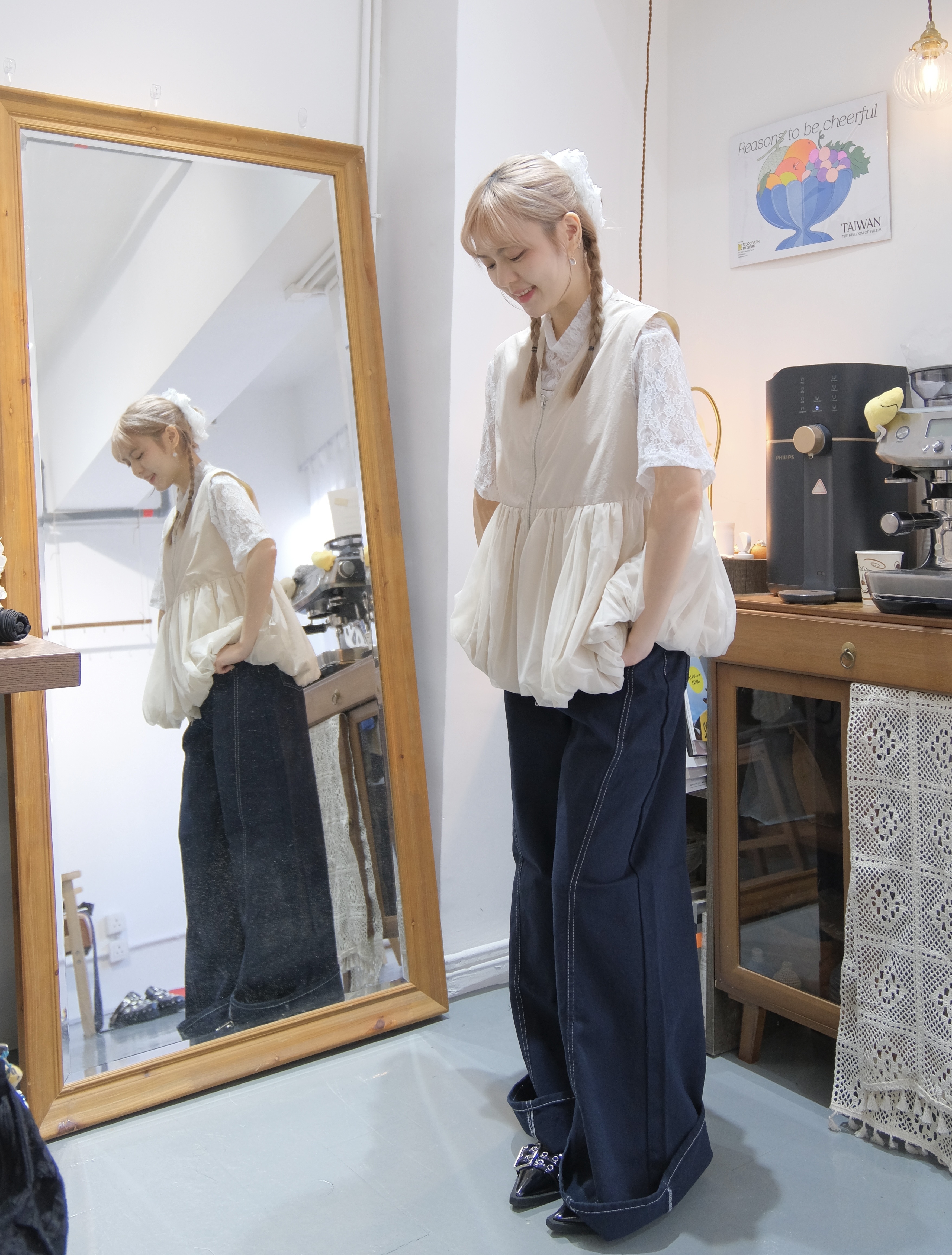 拉鍊款風褸泡泡背心