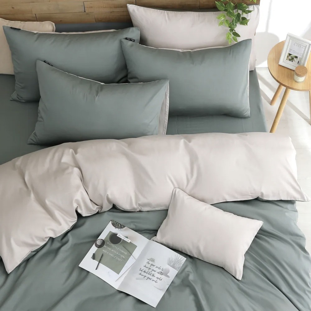 300織長絨棉兩用被 | 軍綠 x 淺米