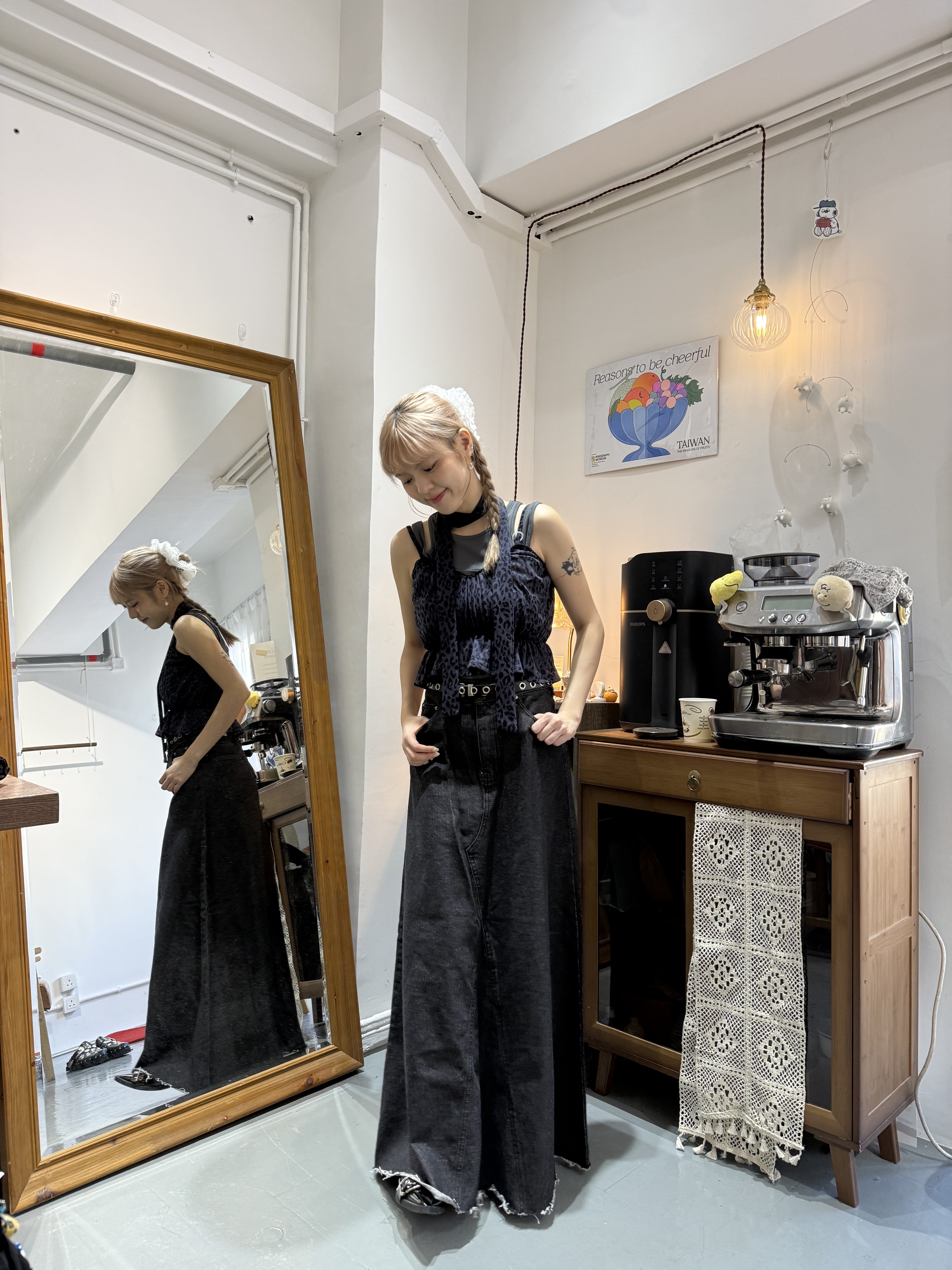 豹紋配頸帶束胸TOP