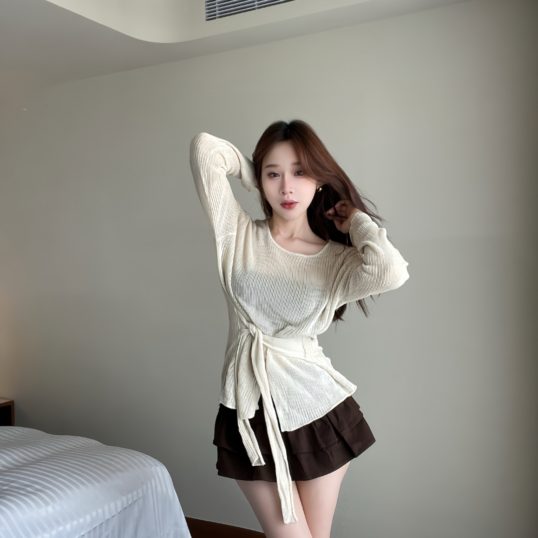 【酷甜必入】DOMISS金屬鉚釘 配腰帶-顯瘦必收款-2色(現貨) 褲裙 短裙 荷葉短裙