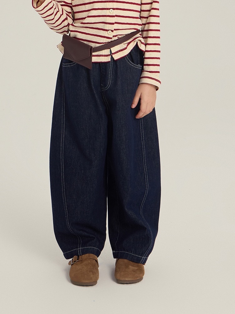 韓版防褪色彎刀牛仔褲(90-170)