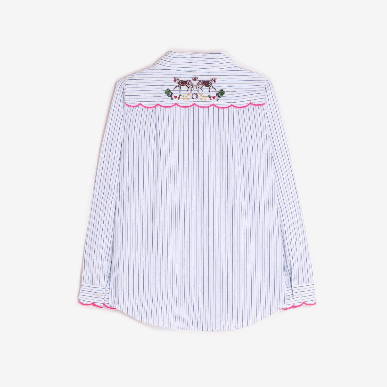 1VG0916-103 VILAGALLO Shirt Blue Stripes With Equestrian Embroidery #CMMFE5W304/32657 (C-EU-E)