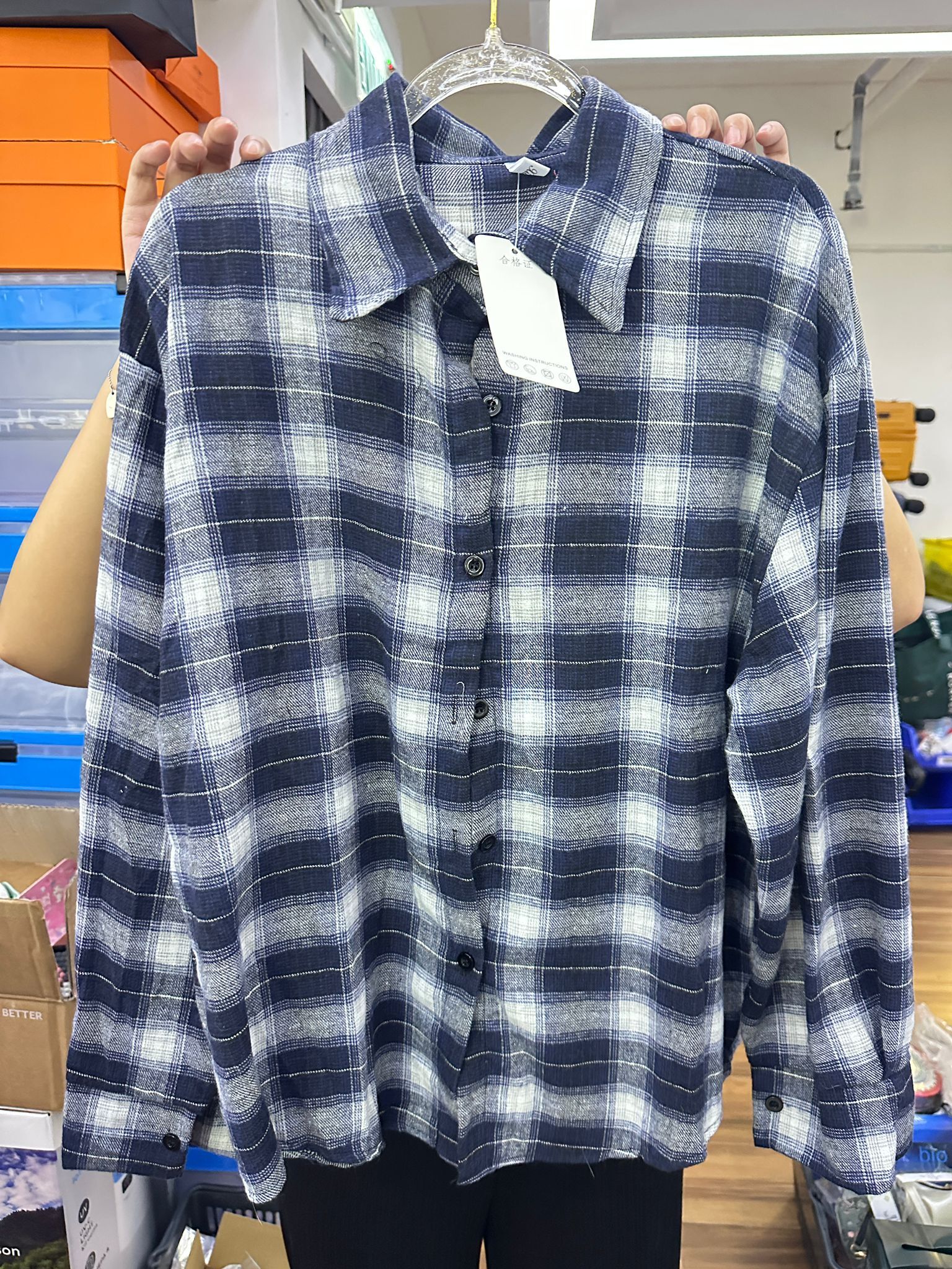 【直播】BL091133 藍色格仔襯衫