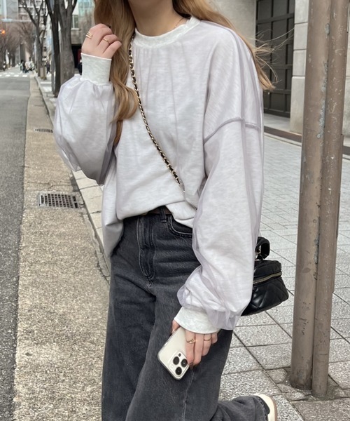 日本🇯🇵連線 JAVA 雙層薄紗抓絨長袖T恤 背面Logo印花 長袖 薄紗 層次感 T恤 3色(任買兩件711免運)/預購