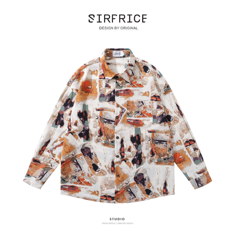 長袖襯衫 花襯衫 復古 藝術家 設計師