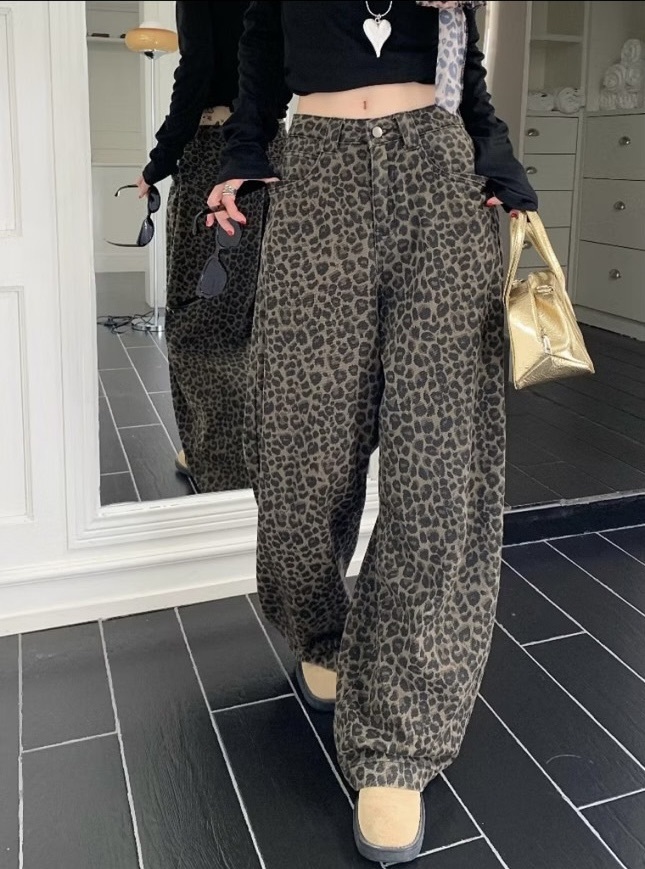 豹紋彎刀長褲