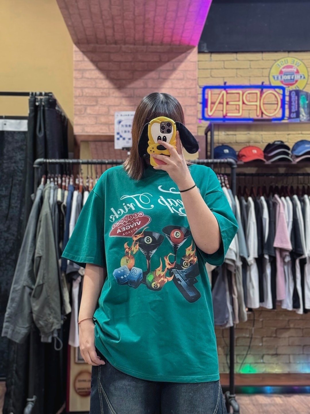 美式火焰撞球水洗TEE