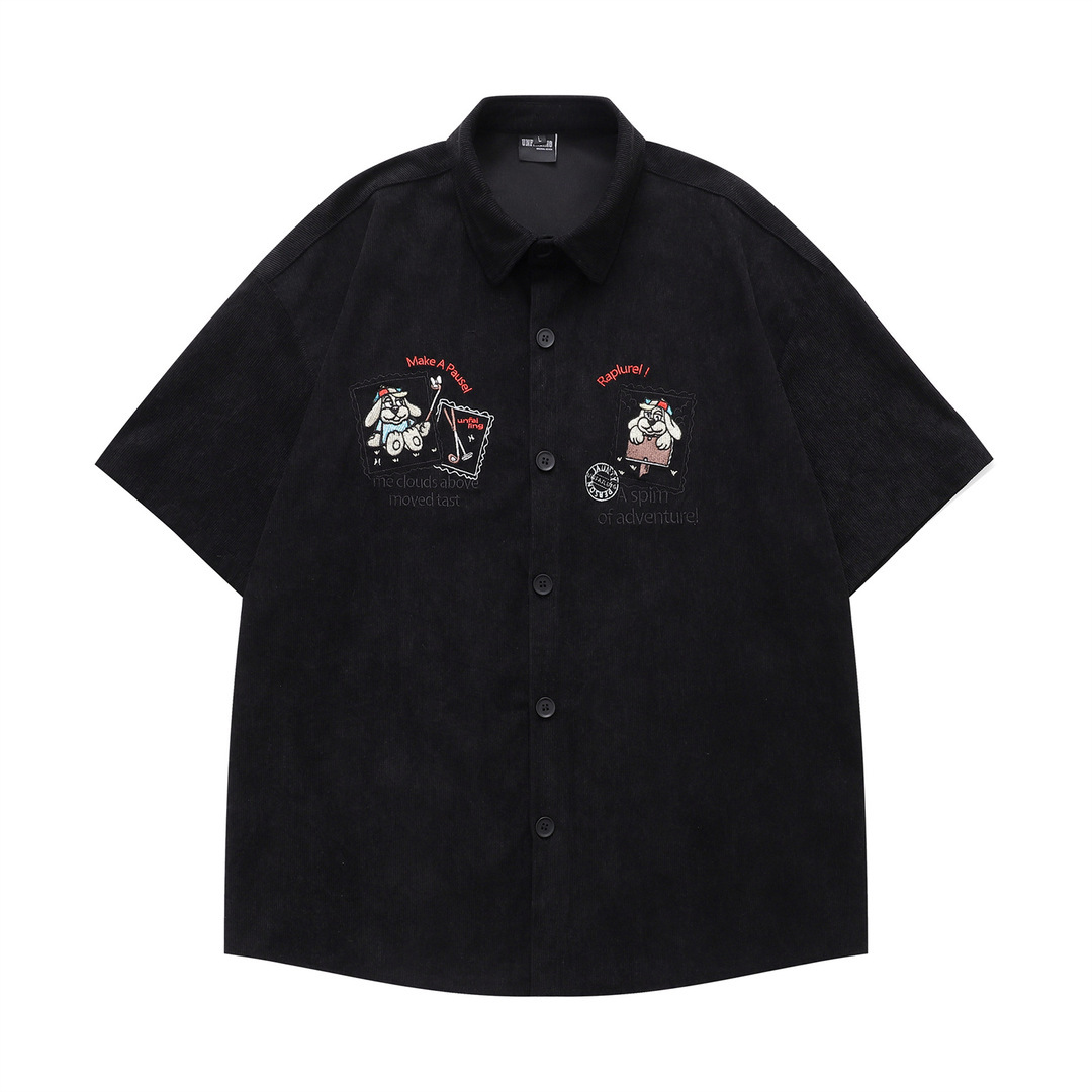 小狗郵票刺繡襯衫