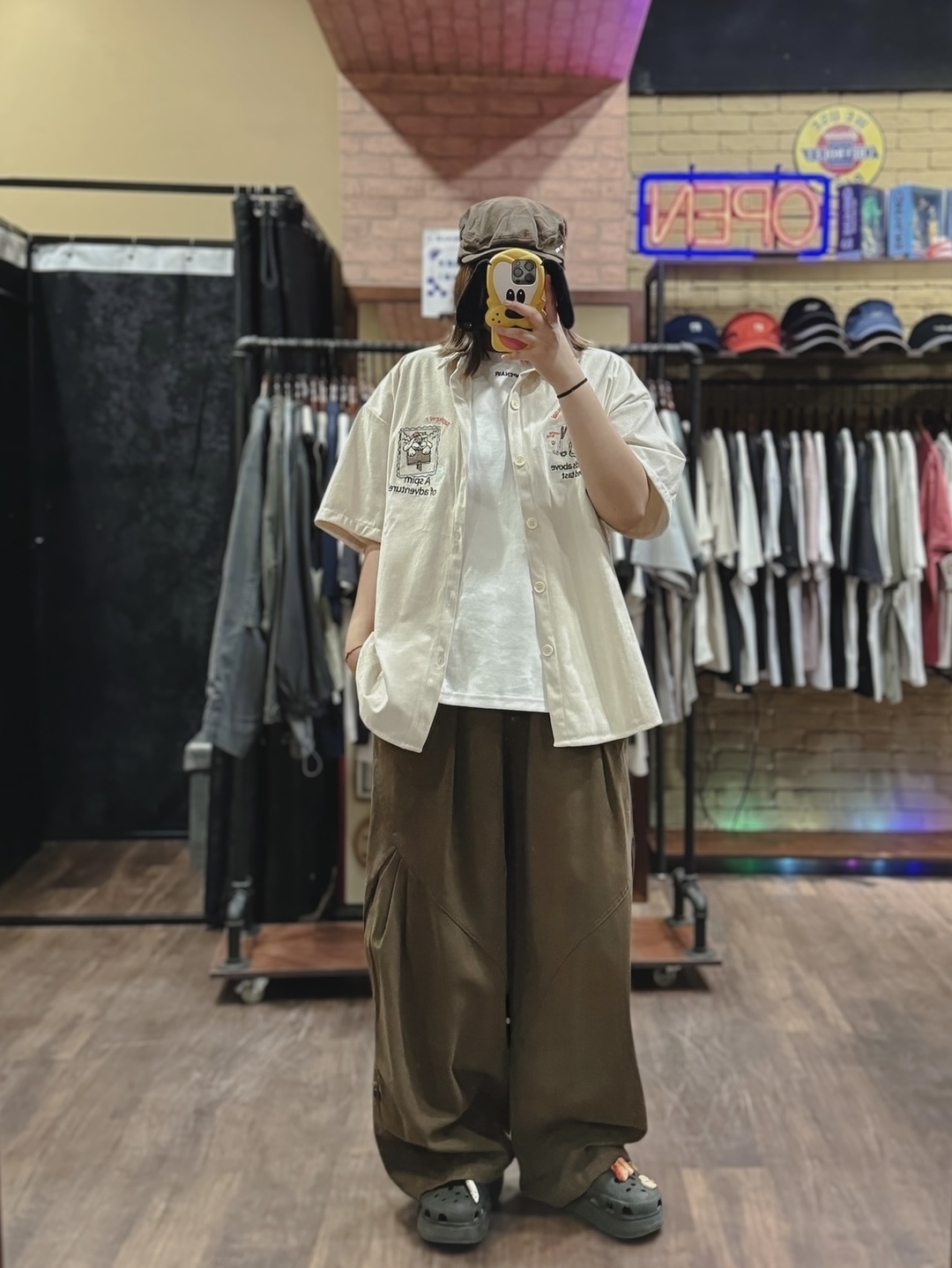 日系闊腿打摺休閒長褲