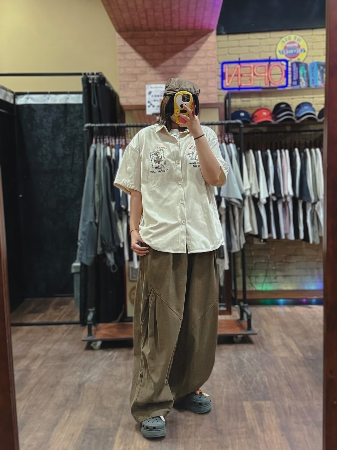 日系闊腿打摺休閒長褲