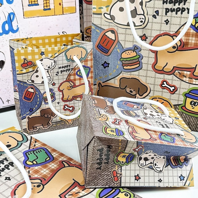 《09115》牛仔風塗鴉狗狗紙袋/禮品袋