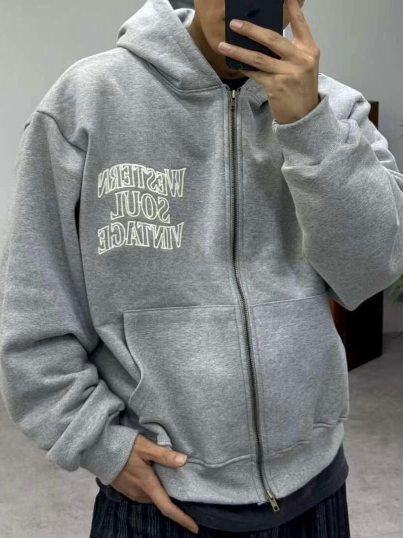 英文字連帽拉鍊外套 JK2629