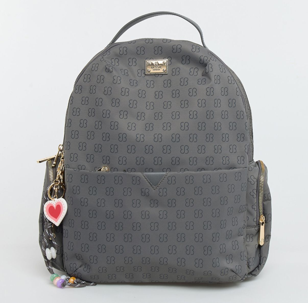 英國代購 (獨立訂單)-BESSIE LONDON Grey All Over Logo Backpack