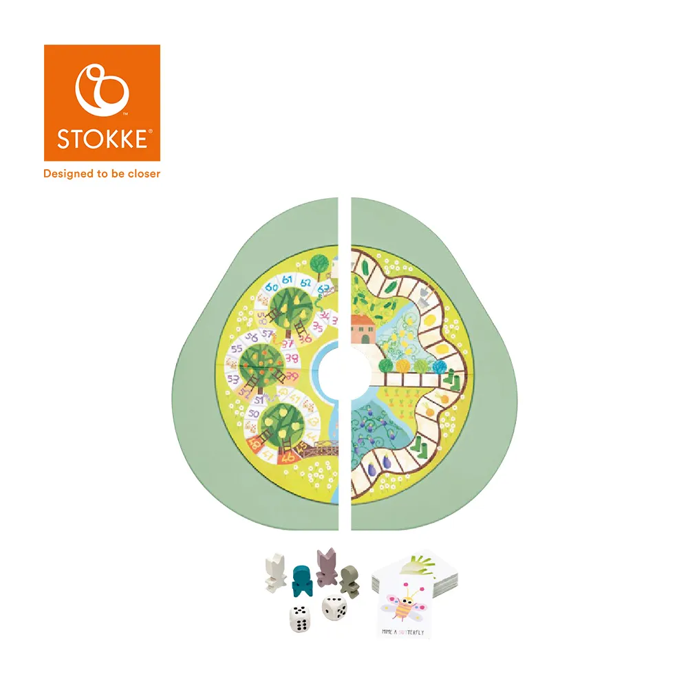Stokke–MUTable 遊戲盤套裝,附有代幣、骰子、遊戲卡及拼圖,依照不同年紀提供多種玩法