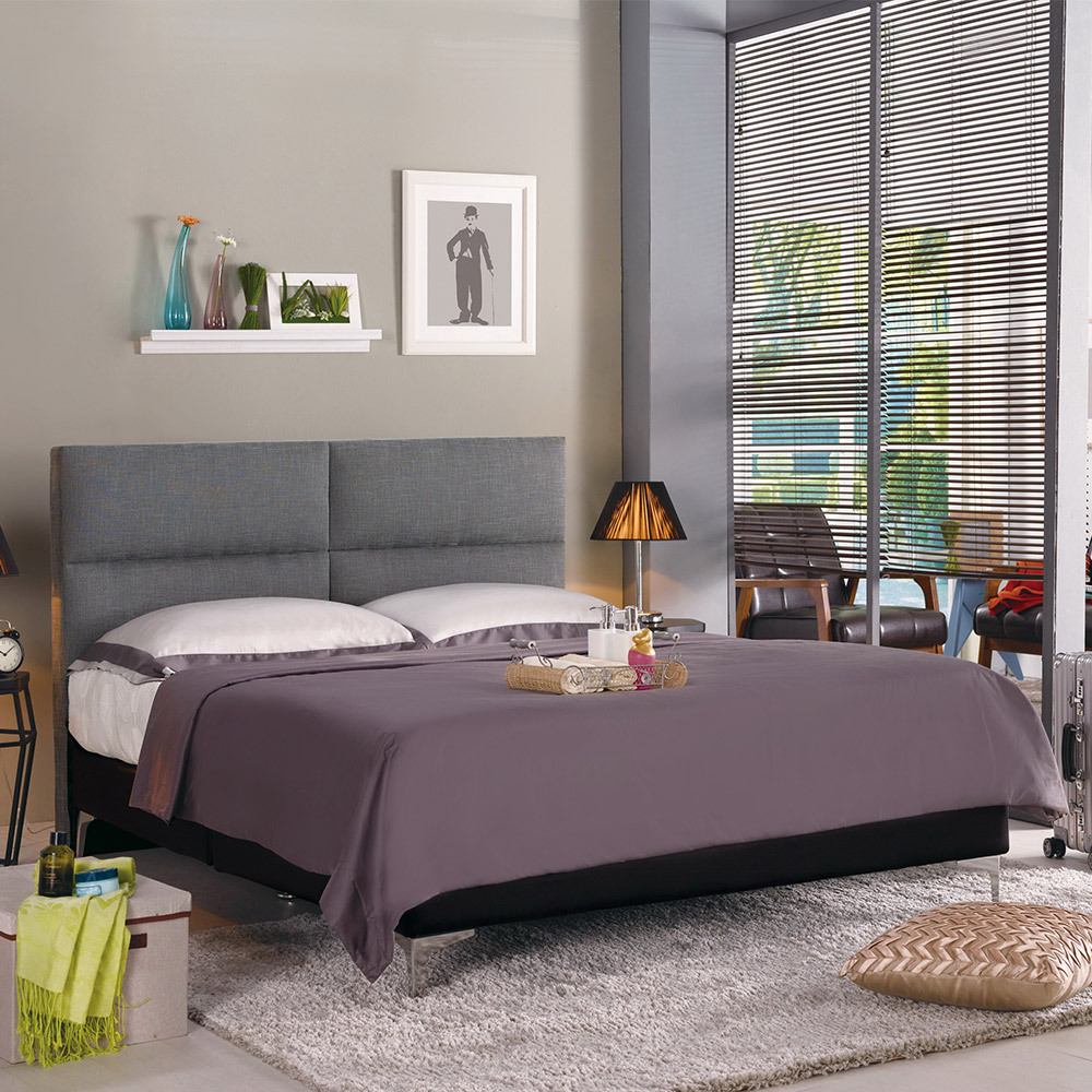 傑利5尺灰色雙人床組(不含床墊)