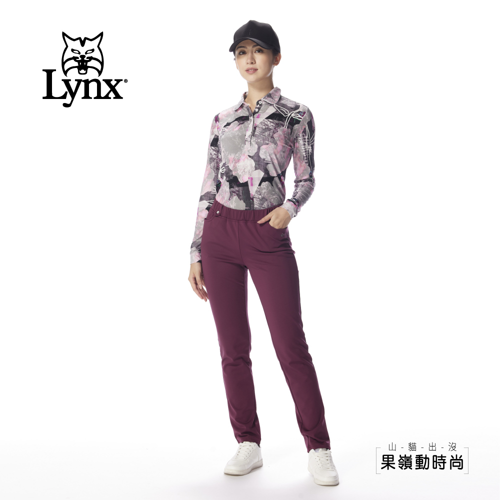 【Lynx Golf】女款歐洲進口面料柔軟舒適滿版迷幻印花設計長袖高爾夫球衫