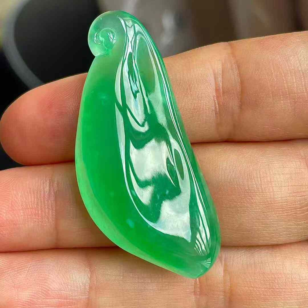 翡翠高冰陽綠福瓜吊墜,天然翡翠A玉, 緬甸玉, Jade, Jadeite