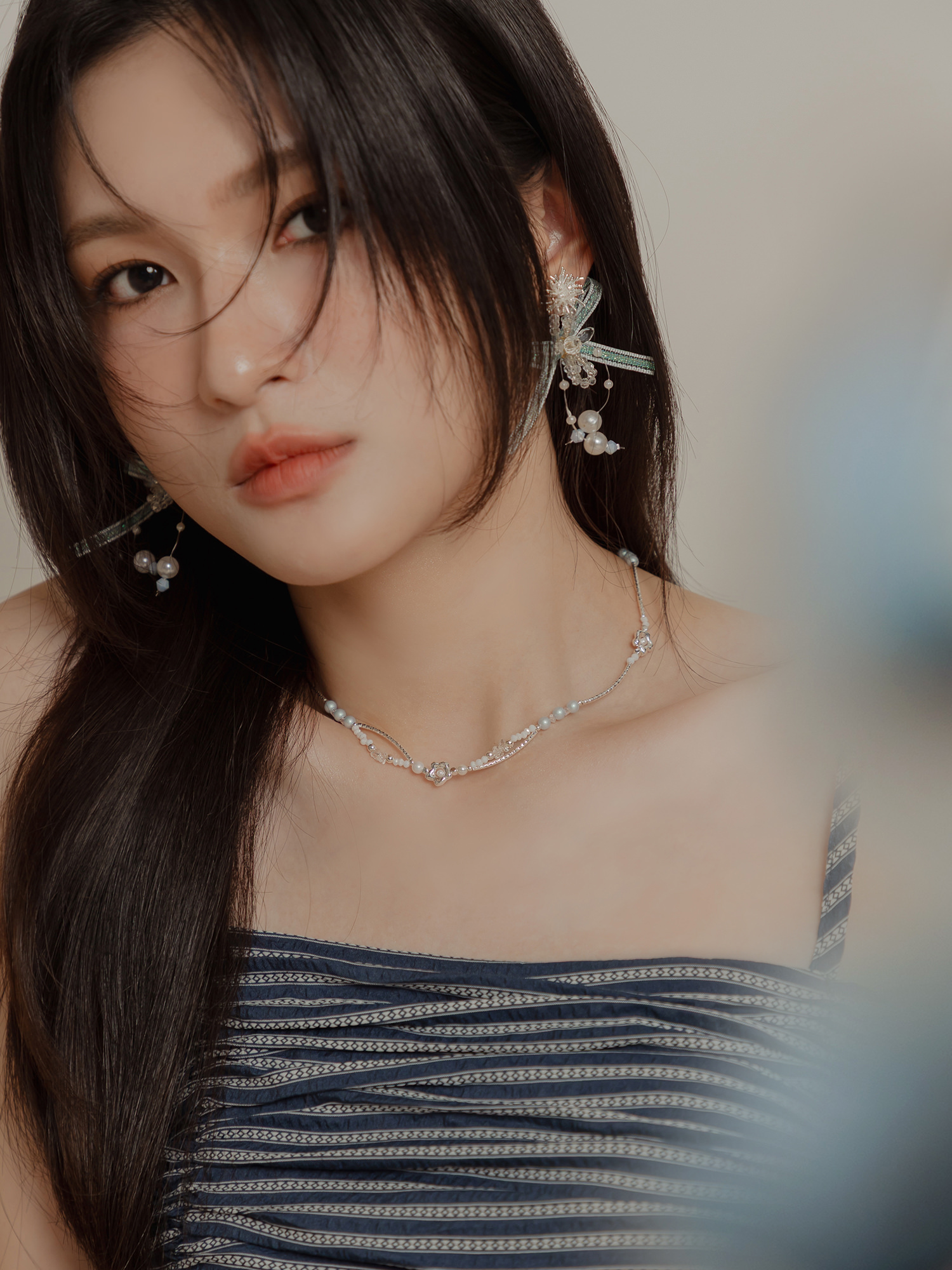 和平小日記。MUCHAT手作珍珠水晶銀花項鍊