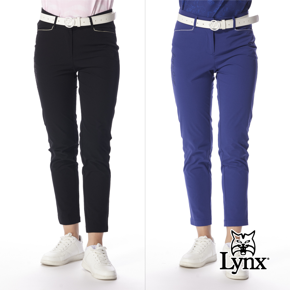 【Lynx Golf】女款彈性舒適修身俐落簡約九分褲造型設計窄管長褲
