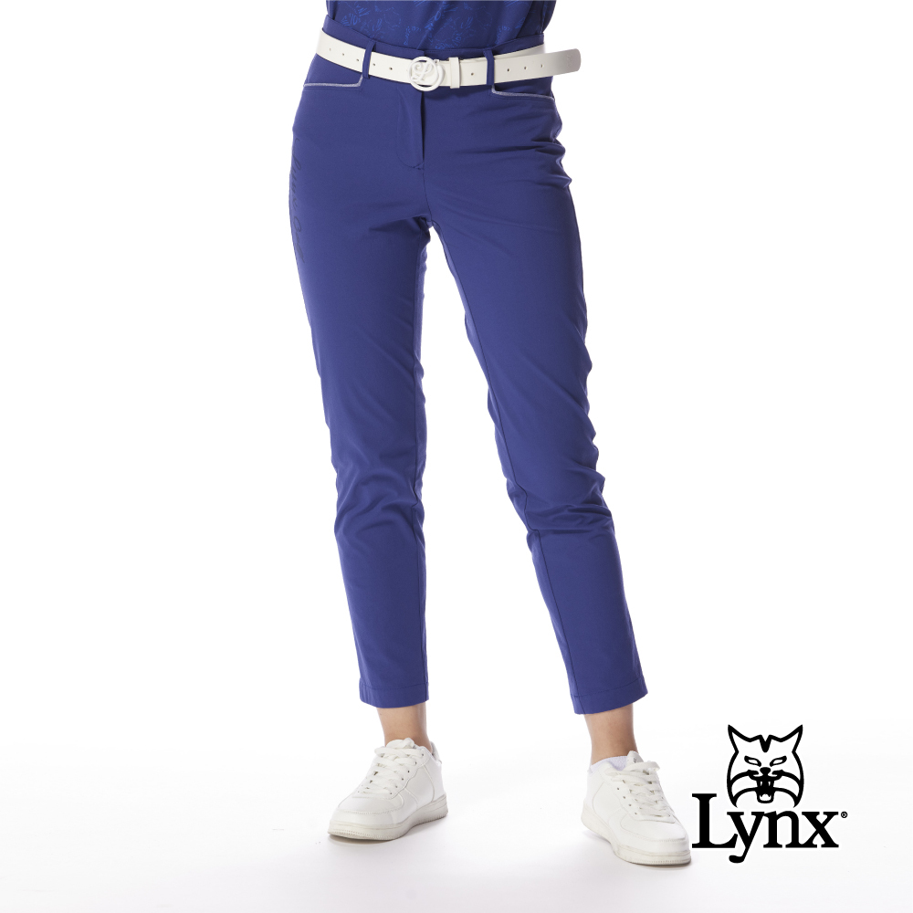 【Lynx Golf】女款彈性舒適修身俐落簡約九分褲造型設計窄管長褲