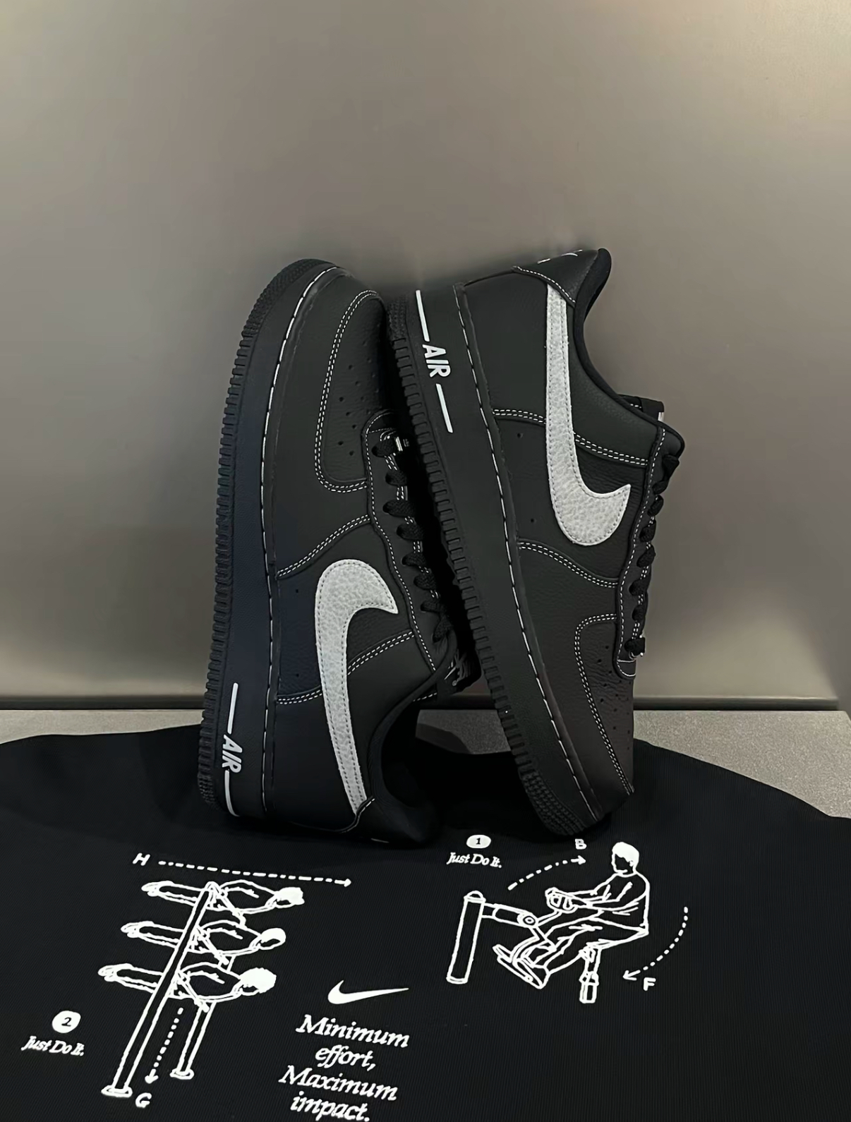 本週限時接單!! Nike Air Force 1 AF1 黑底外縫線 黑白色 黑色 黑武士 荔枝皮 外縫線 男女款 HQ2037-006/預購
