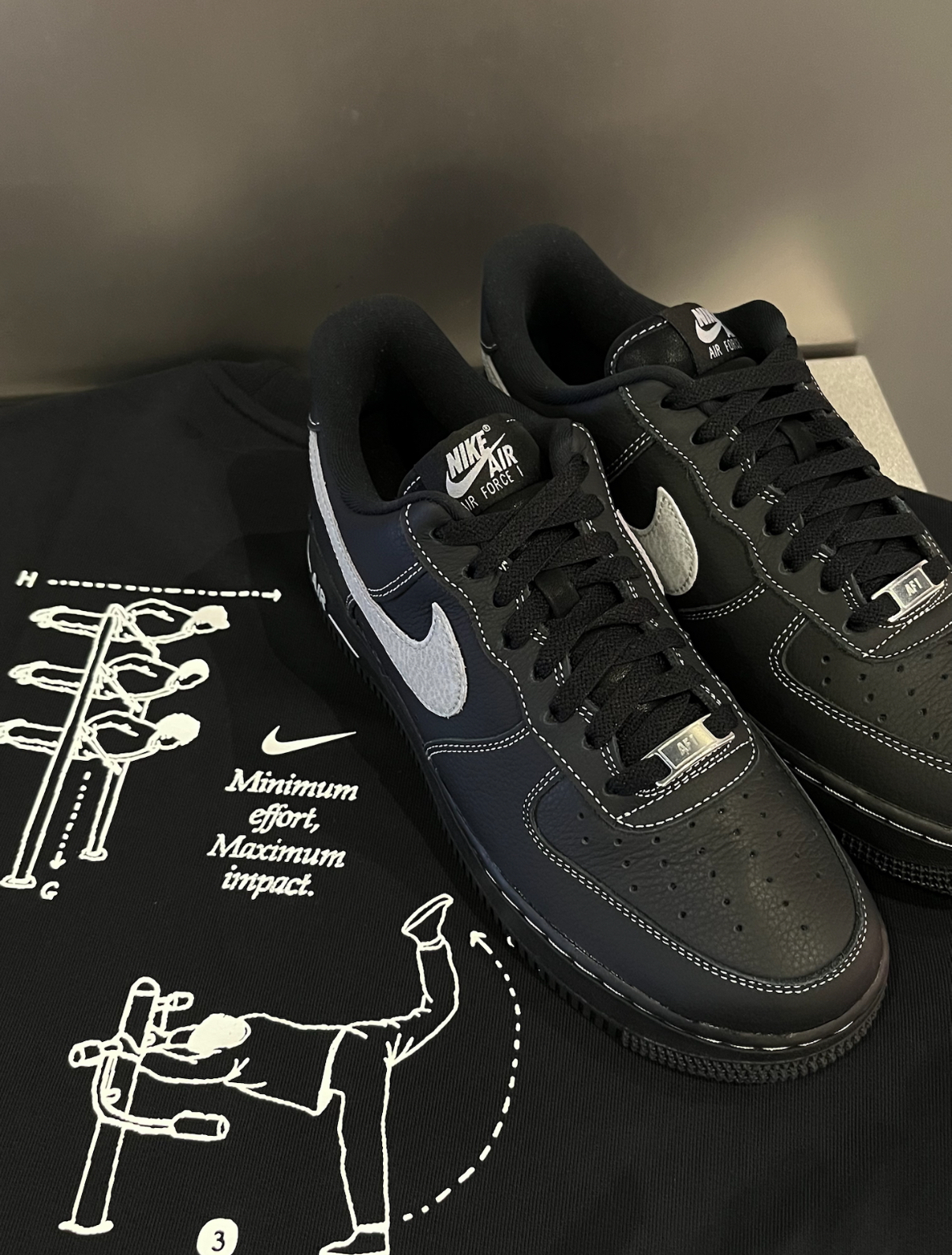 本週限時接單!! Nike Air Force 1 AF1 黑底外縫線 黑白色 黑色 黑武士 荔枝皮 外縫線 男女款 HQ2037-006/預購