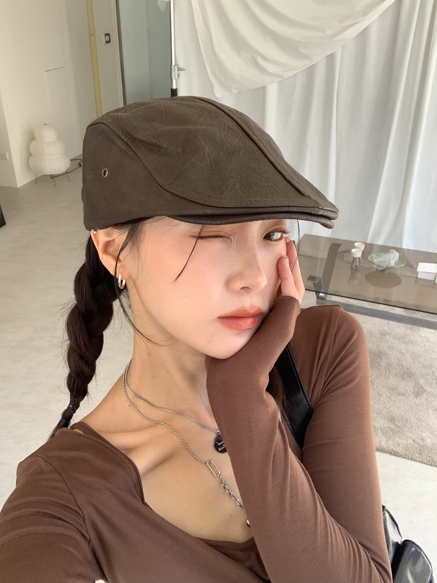 ISA_千禧不挑臉! 時髦感++復古皮革小偷帽_58056